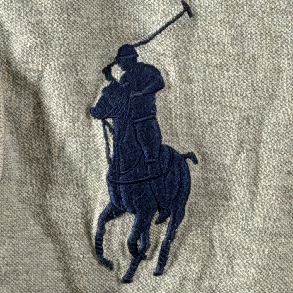 Polo Ralph Lauren Mens Gray Big Pony Classic Fit Polo Shirt Navy Blue Size S
